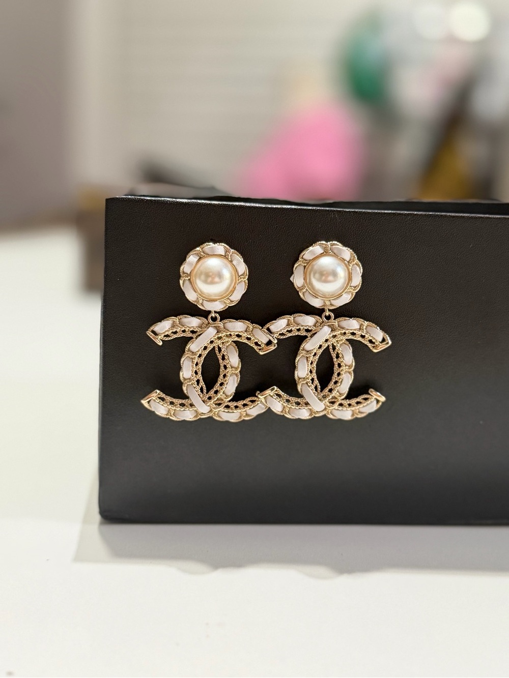 Chanel 2006 Gold and Pearl Double C Drop Earrings - Picture 9 of 9